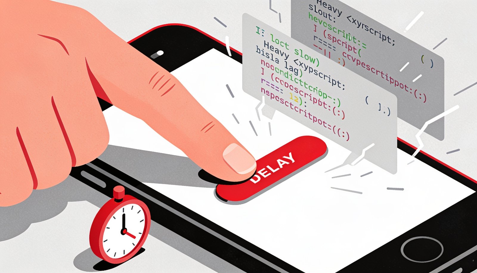Slow website interaction response caused by heavy JavaScript under Core Web Vitals 2026 rules