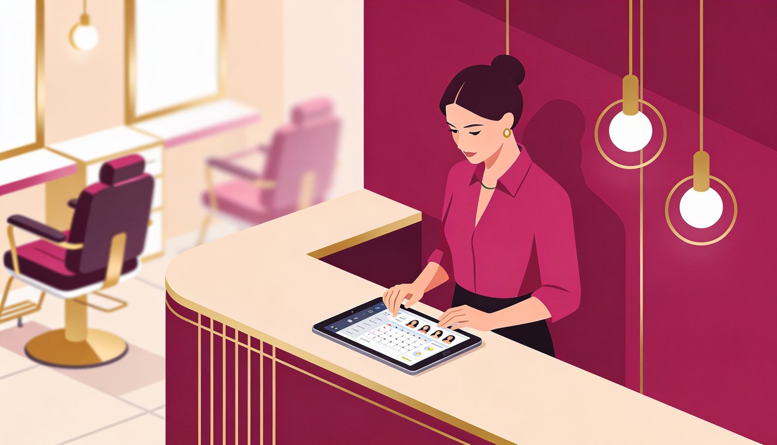 Salon reception staff using GlowPoint Salon and Spa software dashboard