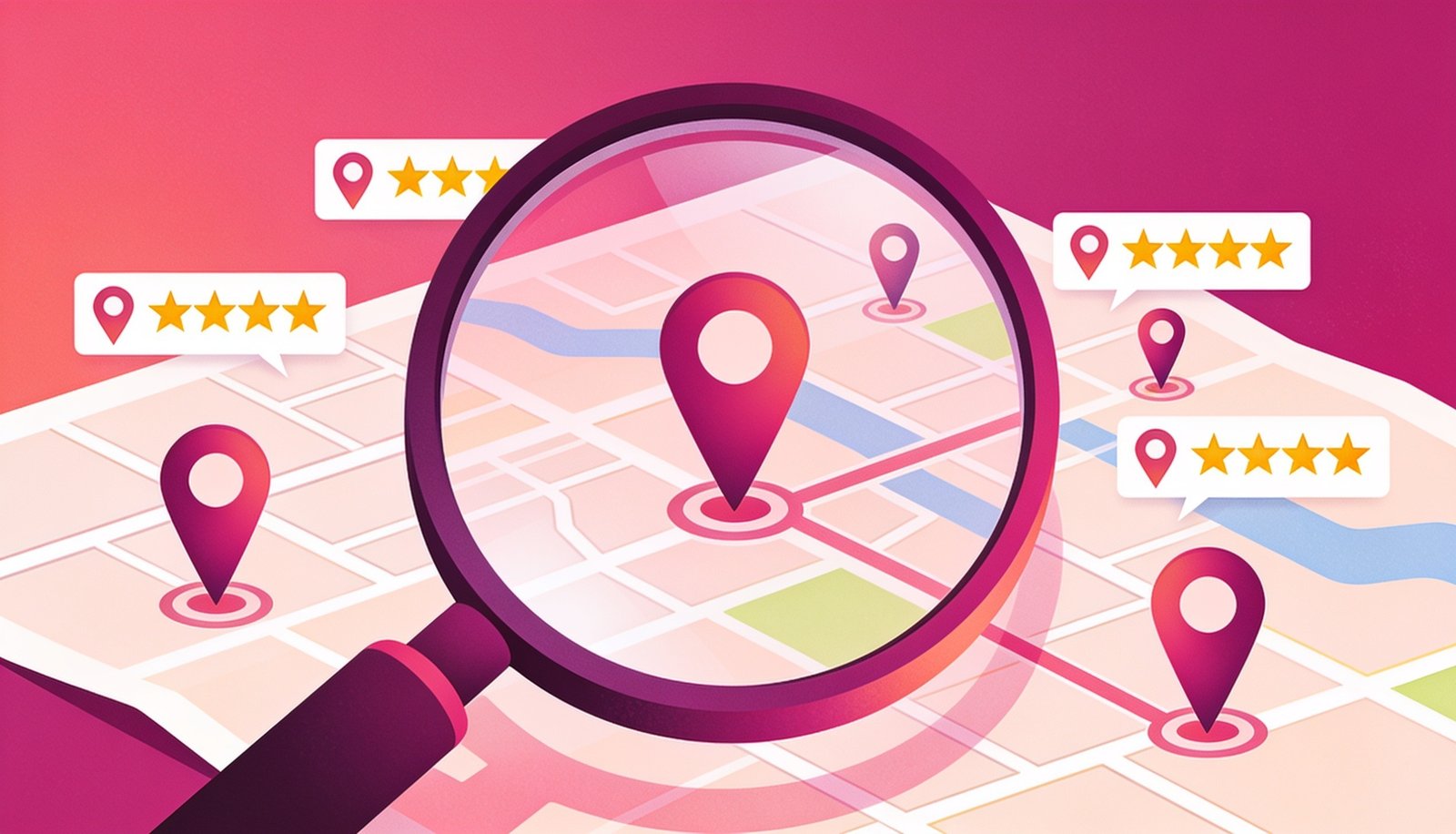 Local business profile with map pin and star reviews on a smartphone