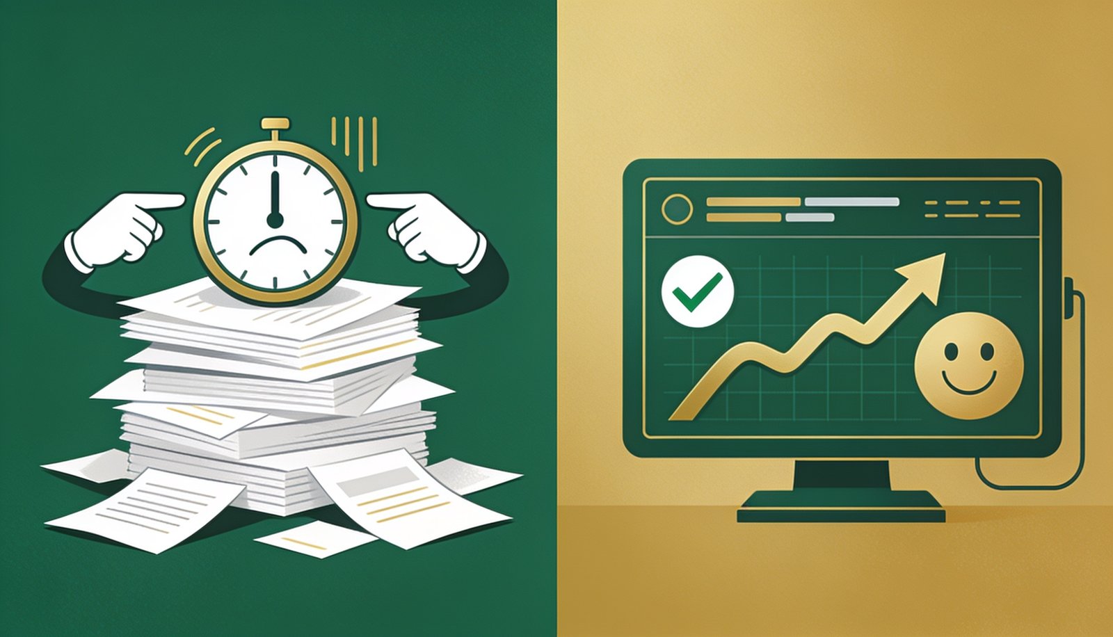 Before and after comparison showing HR software ROI in time saved and errors reduced