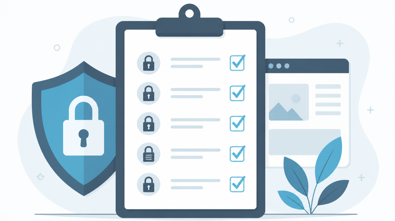 PHP security best practices checklist with padlock icons