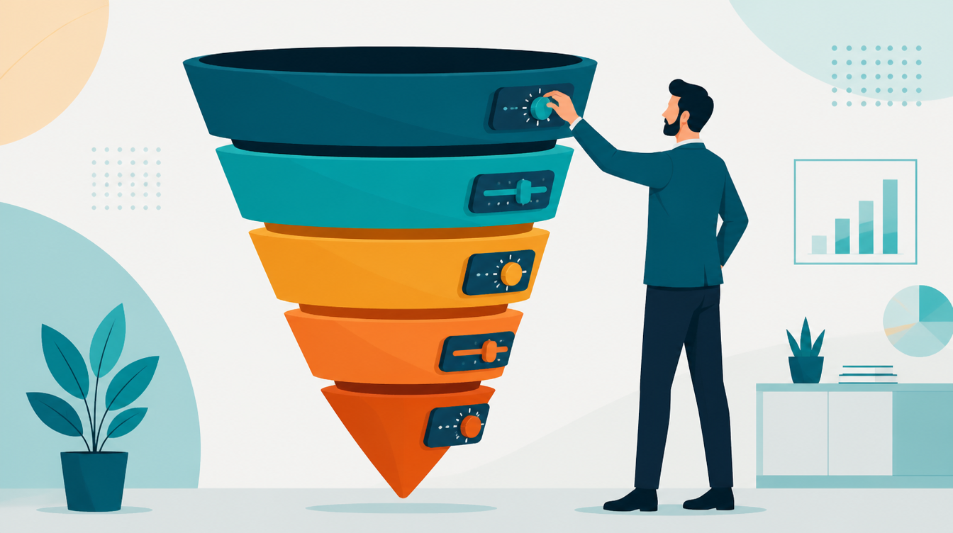 Marketing funnel with adjustable budget controls at each stage